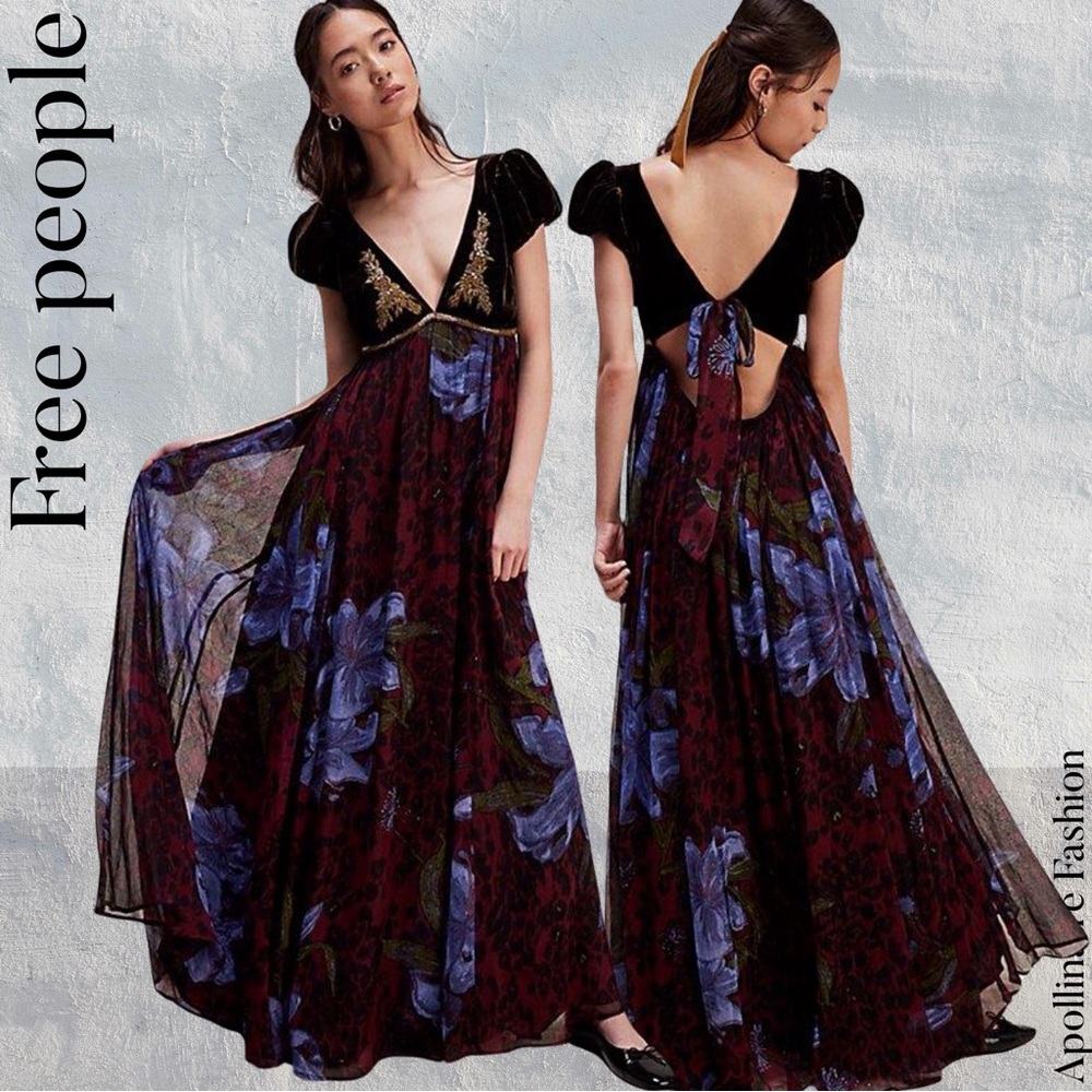FREE PEOPLE COLETTE MAXI DRESS BLACK COMBO NEW SIZE 8